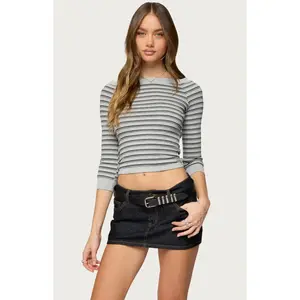 Edikted Women's Imelde Striped Boat Neck Top