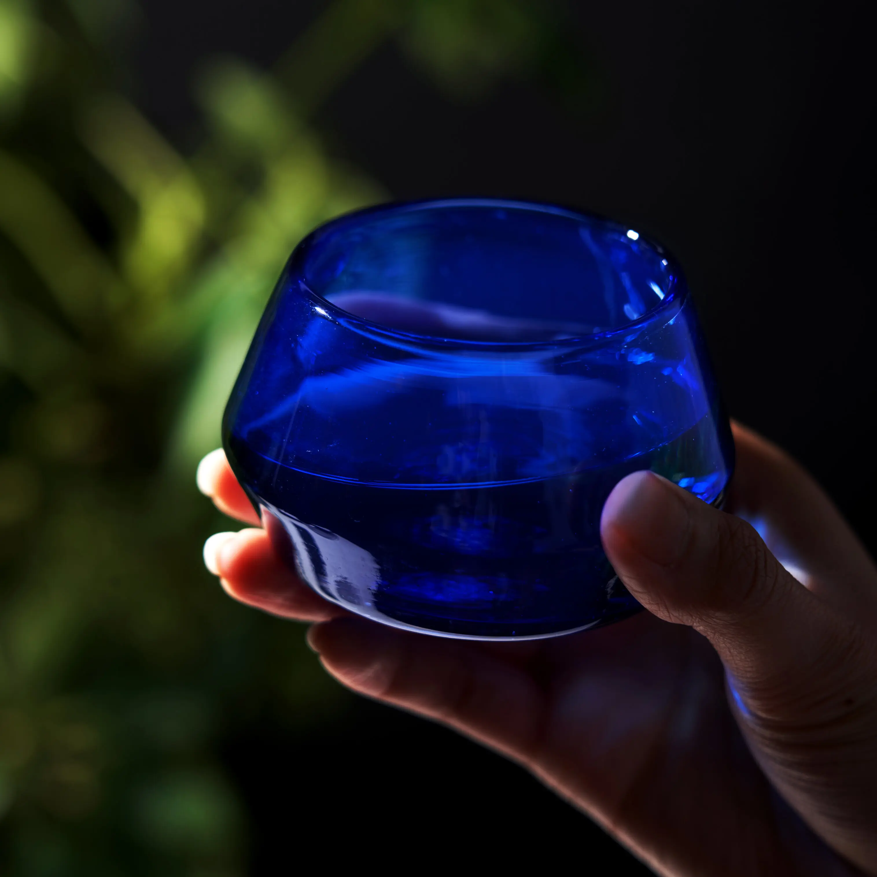 Copita Glass in Cobalt Blue 5 oz - Wide Bowl Recycled Glassware Handcrafted in Mexico for Tequila & Mezcal, Birthday Gifts, The Glass Makes the Drink