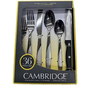 Cambridge Saunter Sand 36-Piece Flatware Set with Steak Knives (Service for 6)