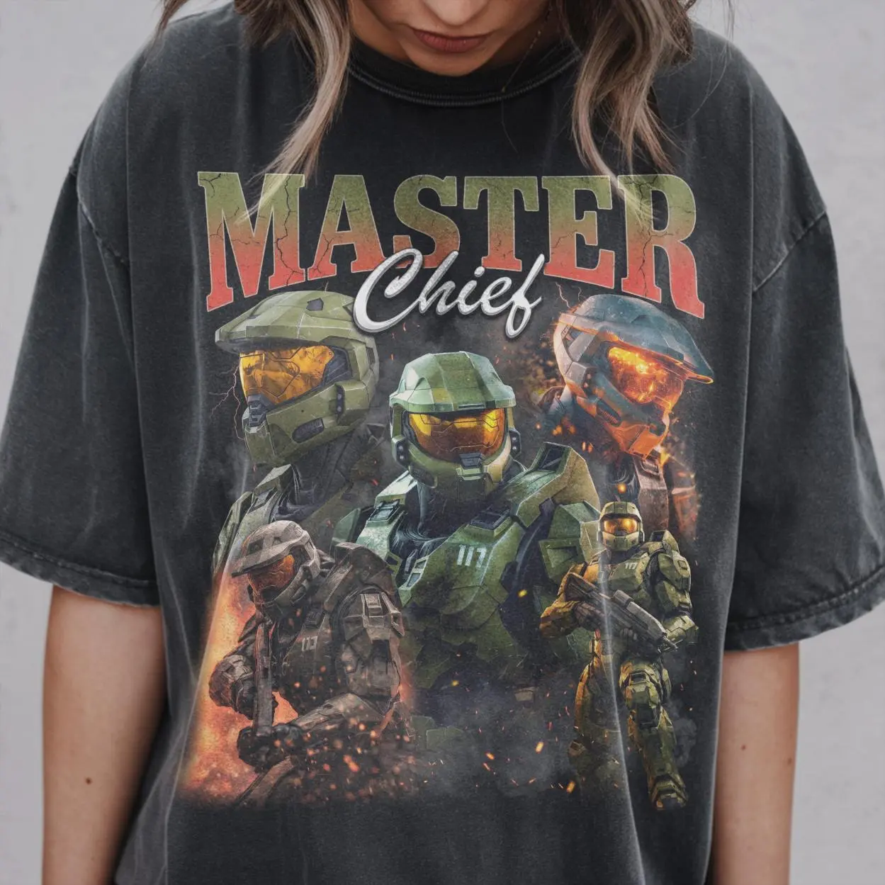 Master Chief Halo T-Shirt, Retro 90s Spartan Graphic Apparel, Gaming Tee, Full Color Selection, Pick Your Favorite, Laid-Back Vibe, Always in Style