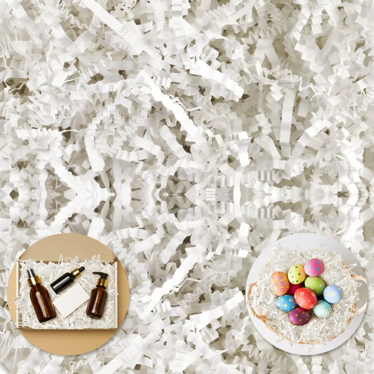 Mother's Day Crinkle Paper Filler, 1/2LB(8 oz) Shredded Paper For Gift Baskets, White bridesmaid proposal gifts, Crinkle Cut Paper Shred For Birthdays, Weddings,Boxes Bags, Basket Filler, Anniversaries, Gift Wrapping