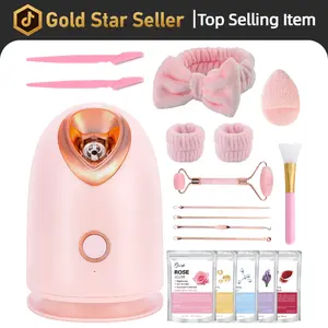 20 Counts Facial Steamer Spa Kit with 7 Skin Care Tools Nano Ionic Face Steamer for Deep Cleaning Unclogs Pores Home Sauna Self Care Gifts with Brush Cleansing