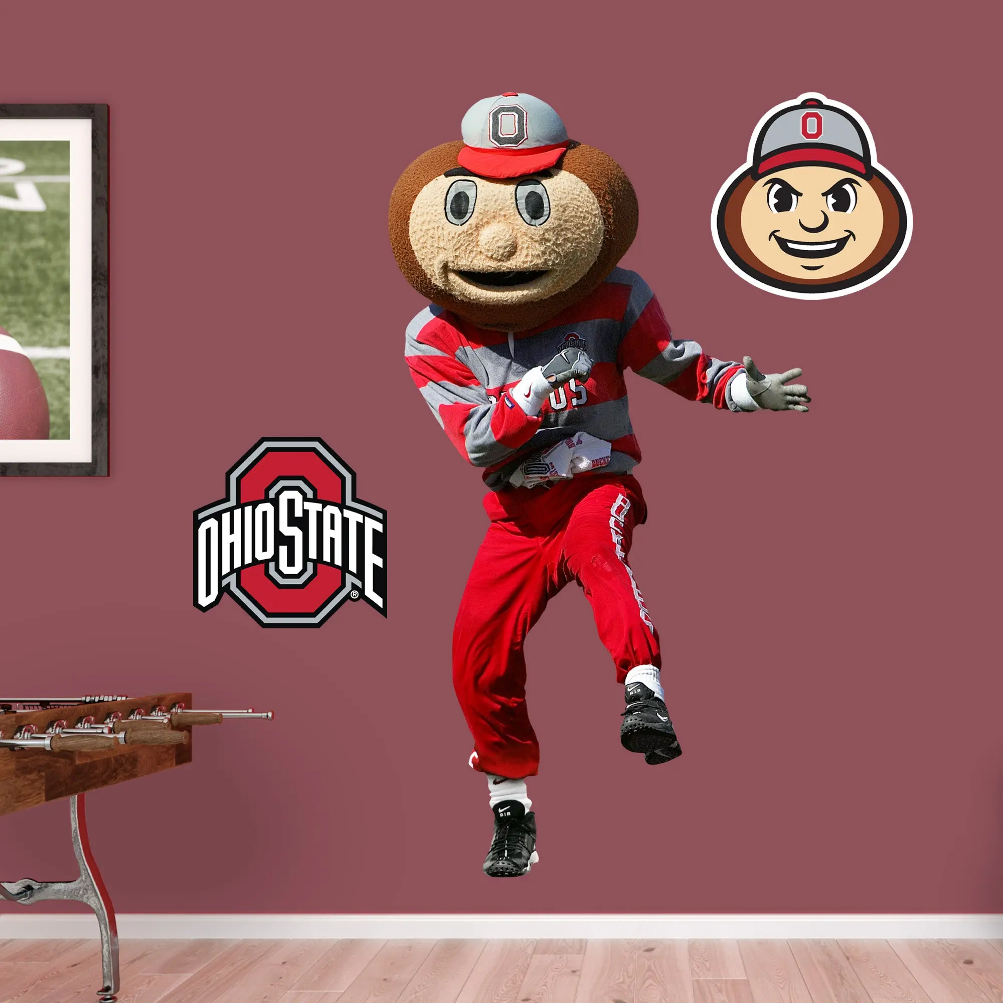 Official NCAA Ohio State Buckeyes Brutus Mascot RealBig Collection Die-Cut Reusable Vinyl Wall Decals, Wall Decor Stickers, Game Day Room Accessories