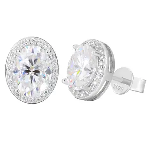 【#E512】Oval Earrings UCCIYO Synthetic Moissanite Earrings For Women 925 Sterling Silver Stud Earring Men Hip Hop Jewelry Couple Gift