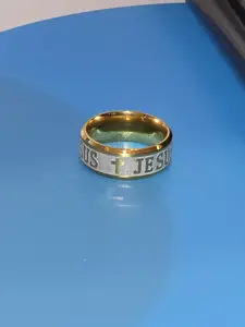 Jesus Cross Stainless Steel #11 Plated Gold Color Ring 7.1 Grams Unisex Faith Representation for Men and Women