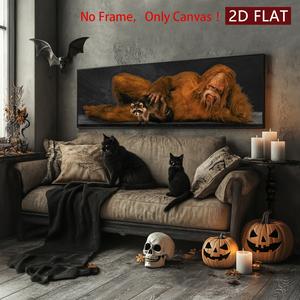 sasquatch & raccoon pattern canvas poster without frame, 1 count fashion bigfoot wall art, wall decor for home living room bedroom office