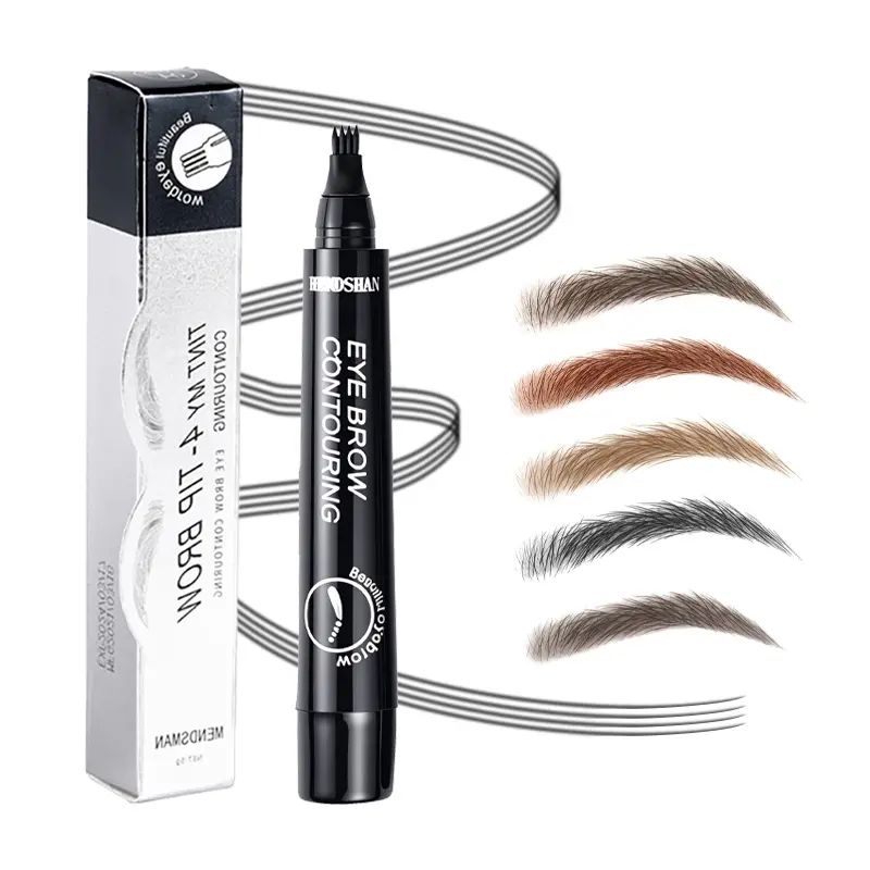 4-Tip Microblading Brow Pen for Natural Hair-Like Strokes - Waterproof & Long-Lasting Eyebrow Makeup for Fluffy and Sparse Brows, Brow Pencil With Hair Like Strokes, Flawless, Eyebrow Shape