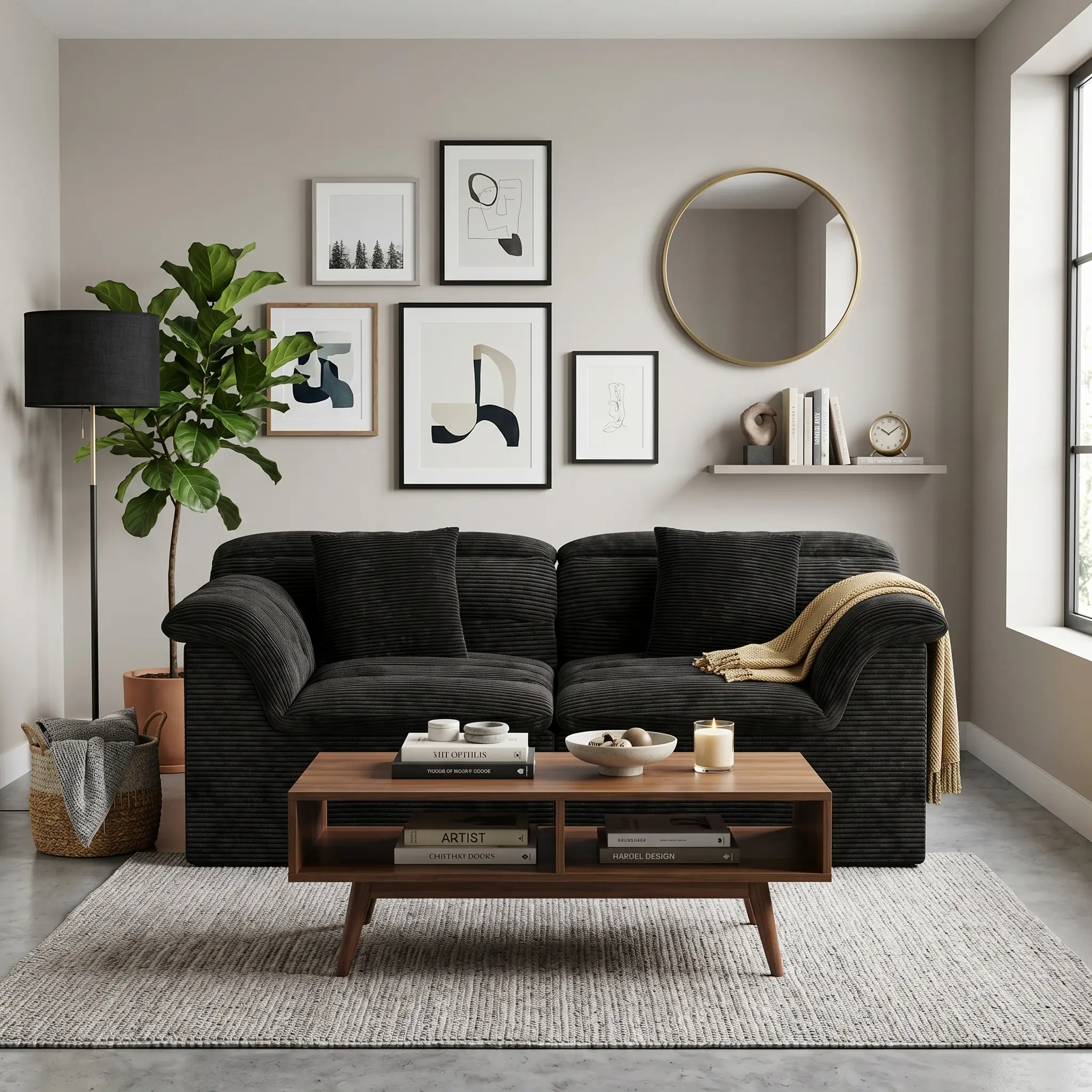 81"-88" Corduroy Loveseat Sofa with Deep Seats, Double-Layer Cushions, Compressed-in-a-Box Couch for Living Room