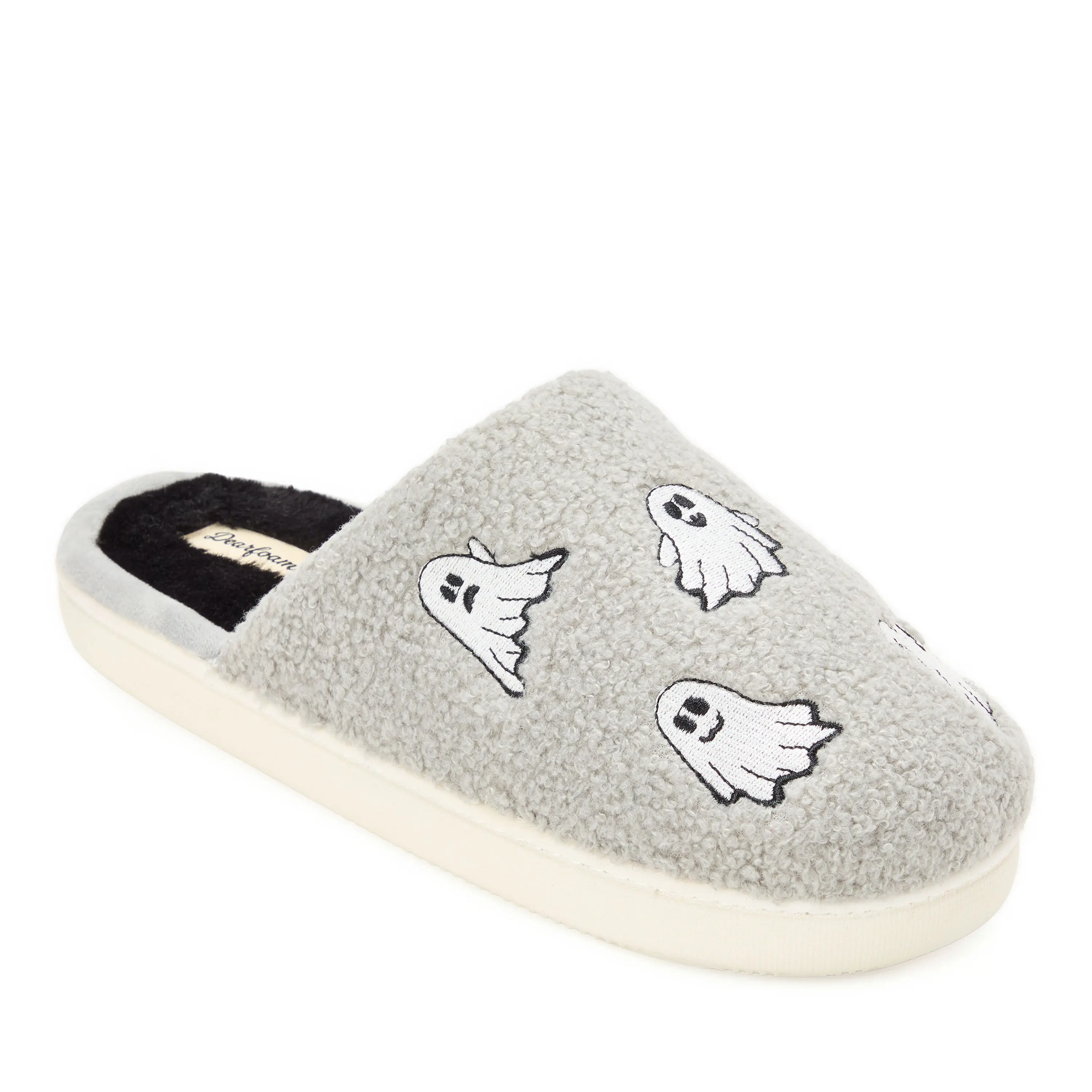 Dearfoams Unisex Halloween Ghost Scuff Slippers, Extra-Cozy Slip-On Footwear with Machine Washable Design, Shoe, Slide, Holiday