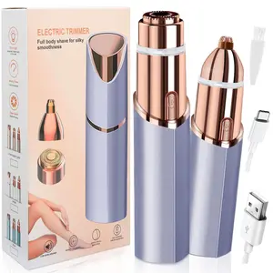 Electric Eyebrow Trimmer, 1 Set Portable 2 in 1 Facial Hair Remover, Lip Facial Body Hair Removal Tool with LED Light, Facial Hair Care Tool, Electric Shaver Women, Eyebrow, Epilator Hair Remover