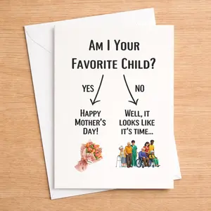 Funny Mothers Day Card for Mom - Gag Gift Card, Blank Inside, Ready to Gift Humorous Mothers Day Card for Mom, Funny Greeting Card, Blank Inside with Envelope Funny Card for Mom, Mothers Day Greeting Card, Blank Inside