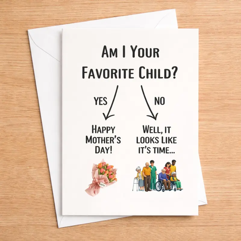 Funny Mothers Day Card for Mom - Gag Gift Card, Blank Inside, Ready to Gift Humorous Mothers Day Card for Mom, Funny Greeting Card, Blank Inside with Envelope Funny Card for Mom, Mothers Day Greeting Card, Blank Inside