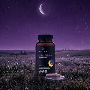 Ariya Calm Nights Melatonin-Free Sleep Support with Standardized Active Compounds for Restorative Sleep 60 Vegan Capsules NSF GMP Certified - Healthcare, Natural