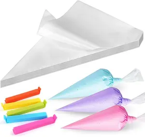505pcs with 500 10 Inch Thick Tip Piping Bags with 5 Sealing Clips - Non-Slip Disposable/Reusable Pastry Bags, Plastic Icing Tubes for Cake Decorating, Cookie, Cupcake (No Tip/Coupler Needed, Cut-to-Size Frosting Bags) summerwins