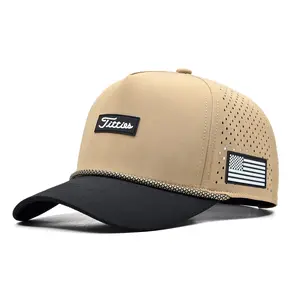 CURVES & CLUBS Curves & Clubs Titties Golf Hat Tan American Flag Patch Adjustable Snapback Breathable Mesh One Size Fits All Summer Patriotic Golf Hat for Golf Enthusiasts Funny Curves & Clubs Golf Hat