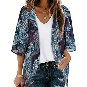 Women's Chiffon Kimono Cardigans Lightweight Batwing Summer Casual Long Boho  Cardigan for Women Coverup Tops