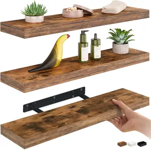 Ballucci 24" W x 6" D Floating Shelves - Set of 3 - Rustic Brown