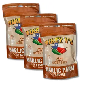 Mikey V's Fried Garlic Parmesean "Gator Toes" 3.9oz Bag - 3 Pack Bundle. STRONG Garlic Flavor!!!!