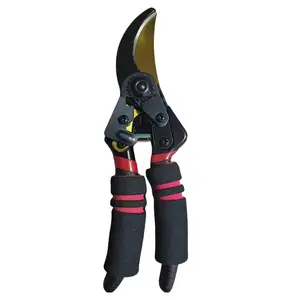 Professional carbon steel pruning shears with sharp SK-5 blades and a comfortable grip - perfect for home gardens and floral art, durable steel construction.
