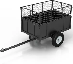 Heavy Duty Utility Dump Trailer – 750 Lbs Capacity, 17 Cu. Ft. Garden Cart for Lawn Tractor, ATV & UTV, Pull-Behind Yard Trailer with Removable Sides, Pneumatic Tires for Hauling Firewood, Mulch & Deb
