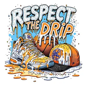 Respect The Drip Basketball Direct To Film Print, DTF Print, Ready To Press Print For T Shirts