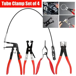 CarTok Tool 4Pcs Hose Clamp Pliers Set Long Reach Wire Remover Auto Repair Kit Radiator Coolant Alloy Steel Tight Space Gifts For Men