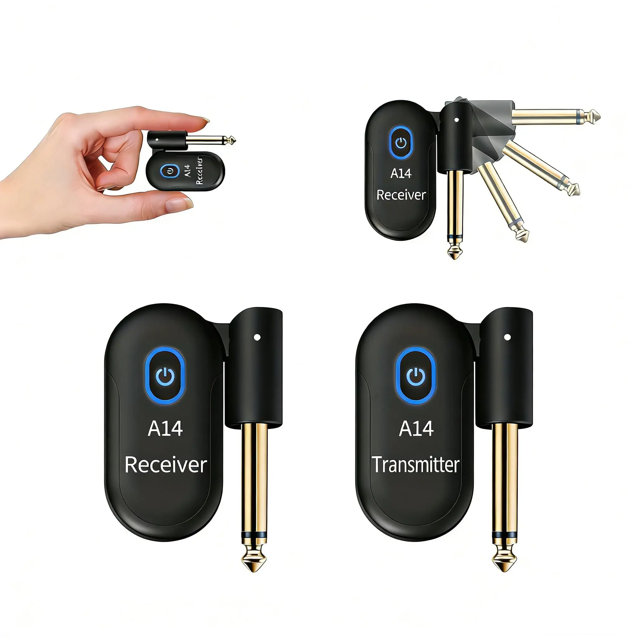 Wireless Guitar System 2.4GHz 2 Modes, 1TX + 1RX | Thumb-Size, 90° Rotatable, 100ft Range, Wireless Guitar Transmitter Receiver Plug & Play for Guitar, Bass, Violin, Keyboard