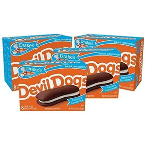 Drake's Devil Dogs, 4 Boxes, 32 Individually Wrapped Devils Food Cakes