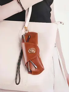 Vintage Style PU Leather Eyeglasses Case With Lanyard, Portable Waist Hanging Sunglasses Storage Bag, Unisex Fashion Accessory for All Seasons, Sunglasses Holder Clip