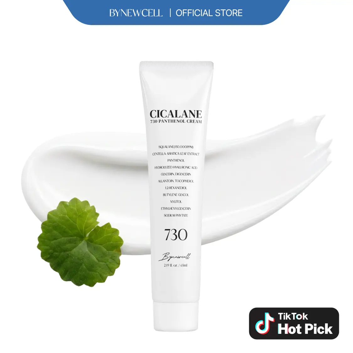 [BYNEWCELL] Cicalane 730 Panthenol Cream — Korean Cica Moisturizer for Face | Glass Skin Cream with Centella Asiatica & Squalane | Hydrating Soothing Redness for Acne Prone Sensitive Skin | Lightweight Non-Greasy Makeup Prep Primer | K-Beauty 2.2 Fl Oz