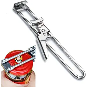 Adjustable Stainless Steel Jar Lid Opener, Multifunctional Beer Bottle Opener, Manual Can Opener with Easy Grip for Kitchens, Bars, and Parties