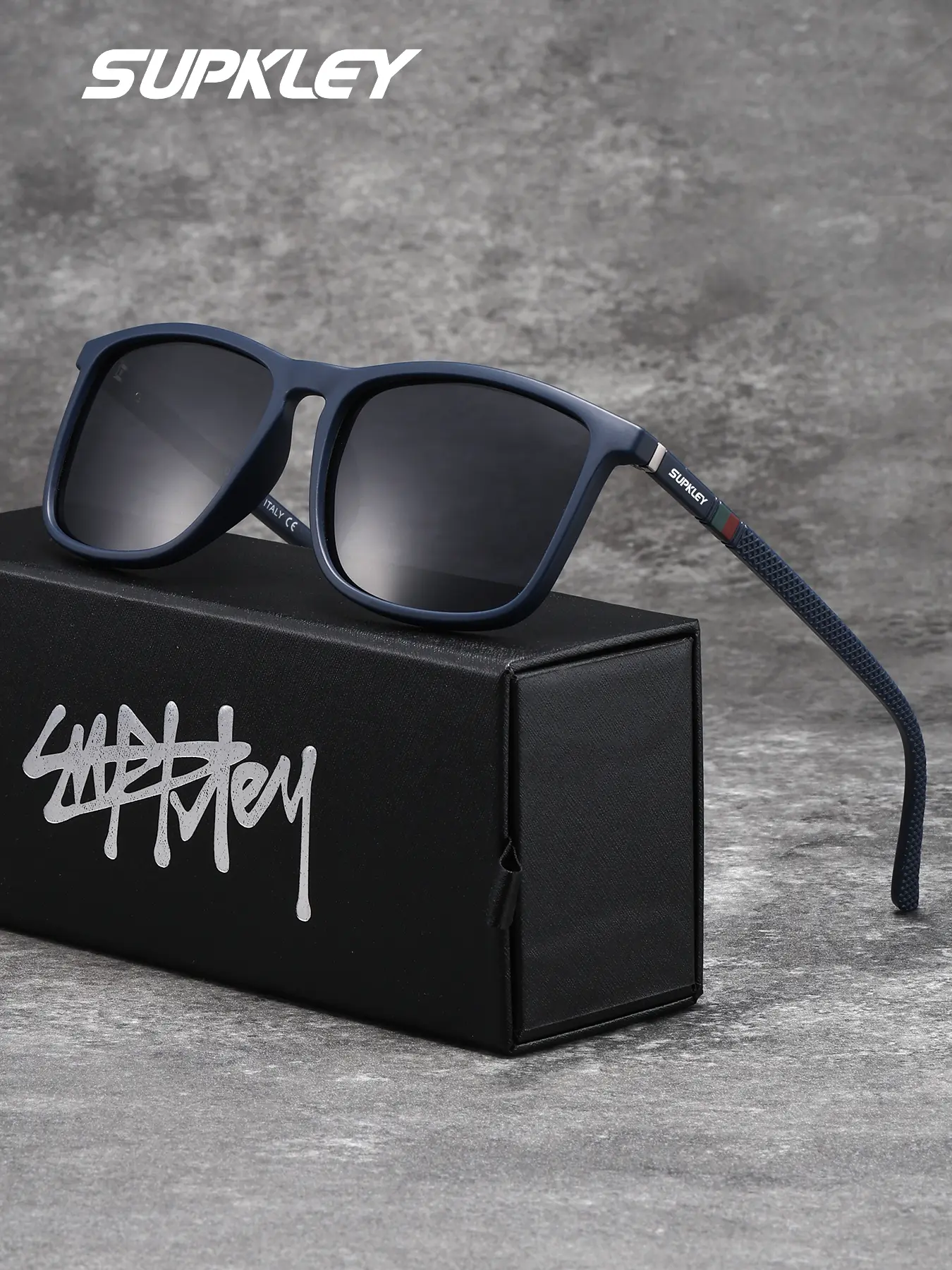 SUPKLEY  Men's Lightweight Rectangle Sunglasses, PC Frame, Comfortable and Anti-Slip, Rectangular Polarized Lenses, Casual Style, Perfect Gift for Friends and Family