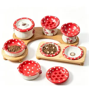 Creative Ceramic Mushroom-Shaped Slow Feeding Bowls for Small Dogs and Cats, Pet Feeding Accessory