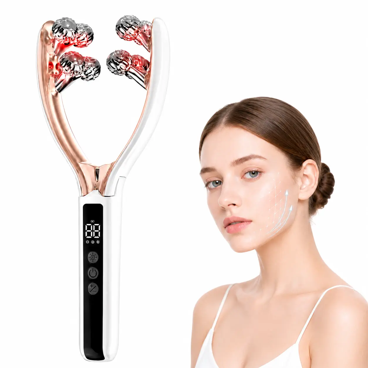 Doge&Vollar Rechargeable Facial Massager for Face and Neck, Roller Beauty Tool for Cheek and Neck Care, At-Home Skincare Massage Device