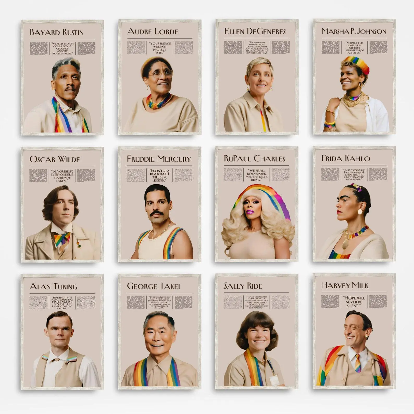 25 Pride Month Posters LGBT Icons, LGBTQIA+ History Bulletin Board Display Wall Art, Queer Quotes, SOGIE Inclusive Printable Classroom Decor