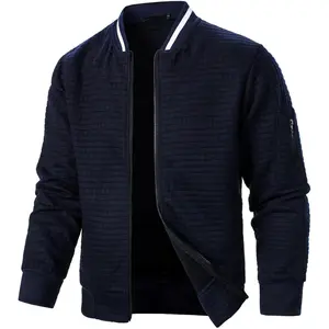 Lightweight Jackets Casual Light Jackets for Men Waffle Bomber Jacket Varsity Coat with Zipper
