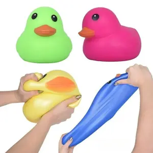 Stretchy Inflatable Rubber Duck Stress Squeeze Toy, Air Filled Super Stretchable Duck Fidget Toy, Soft TPR Deformable Squishy Duck Party Favor Anxiety Relief Novelty Toy for Kids Adults Birthday Party Supplies