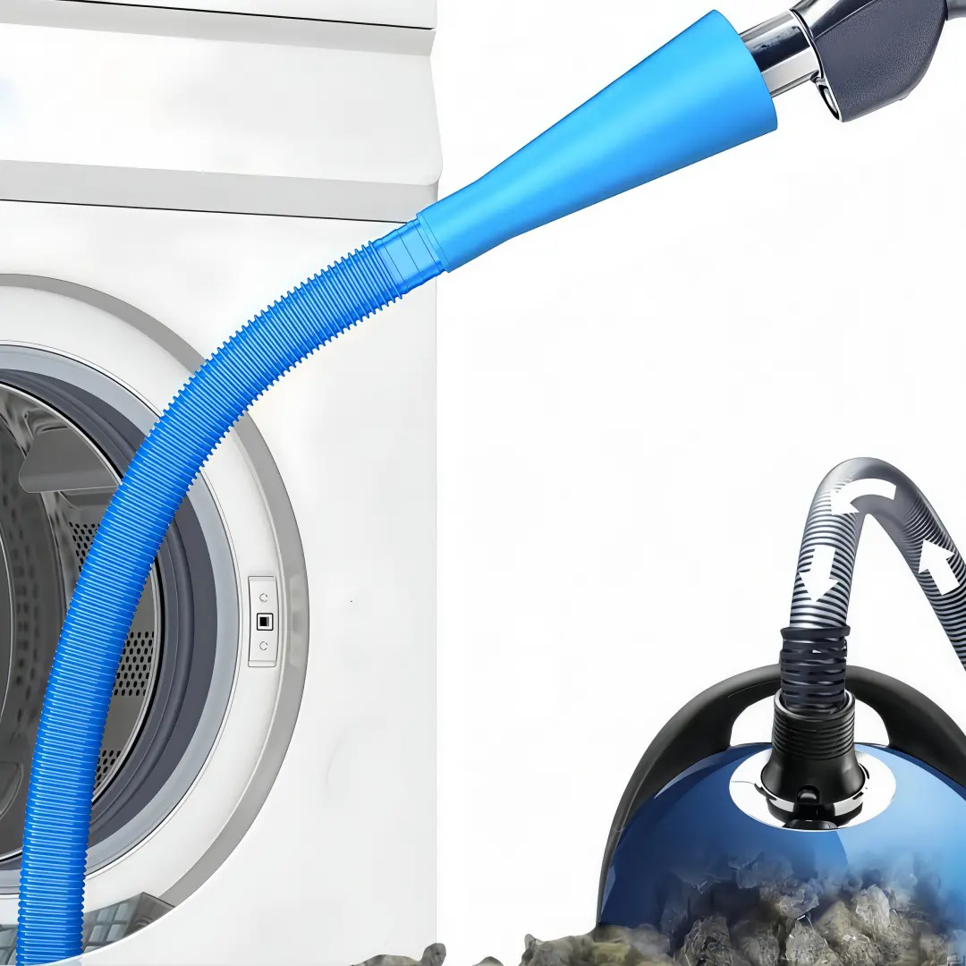 LMMAKE 1PC Dryer Vent Cleaner Kit, Dryer Lint Removal Vacuum Attachment with Universal Connector, 31.5 Inch Blue Vacuum Hose, Dryer Vent Cleaning Tool Compatible with Most Vacuum Cleaners