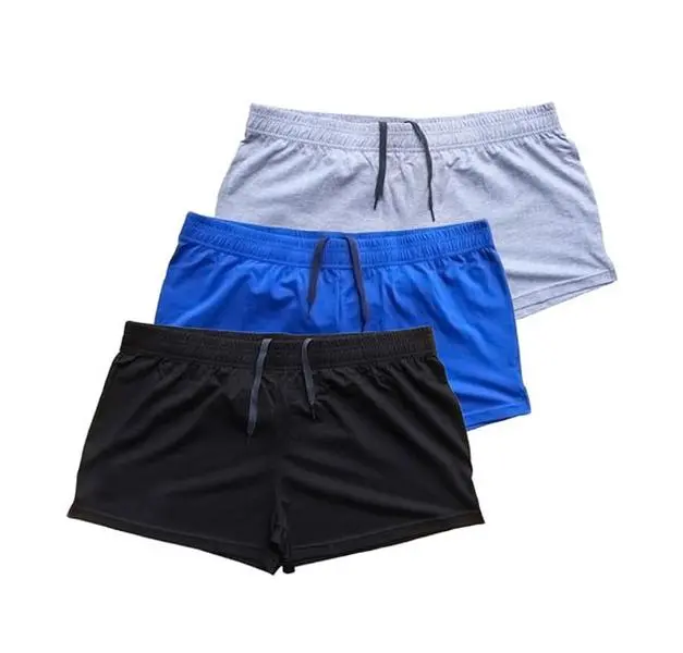 Men’s Tight Fitted 3" Inseam Cotton Gym Workout Drawstring Shorts - Comfy, Breathable Solid Color Fitness Gym Bottoms for Bodybuilding, Athletic Casual Use, Gym Workout Shorts