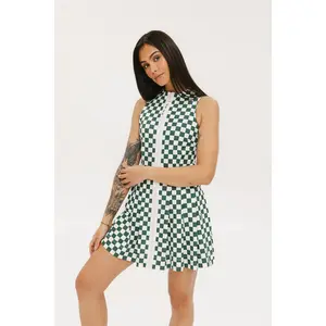 Erin Dress - Green/White Checkered