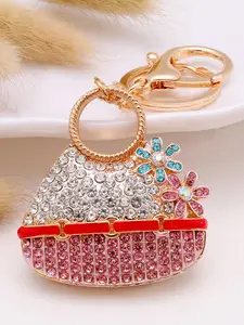 Cute Flower Design Bag Keychain, Rhinestone Decorated Keychain for Women & Girls, Fashion Accessories for Daily Use, Trendy All-match & Exquisite Keychain for Birthday Gift
