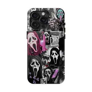 Scream Ghostface Black Phone Case Halloween Compatible with iPhone X, 11, 12, 13, 14, 15, 16