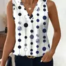 Women's Polka Dot Print V-Neck Blouse, Casual Fashion Chic Sleeveless Top for Summer, Women's Clothing for Daily & Everyday Wear