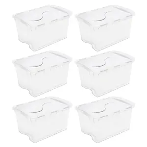 Sterilite Hinged Lid Storage Box Plastic Stackable Bin with Lid