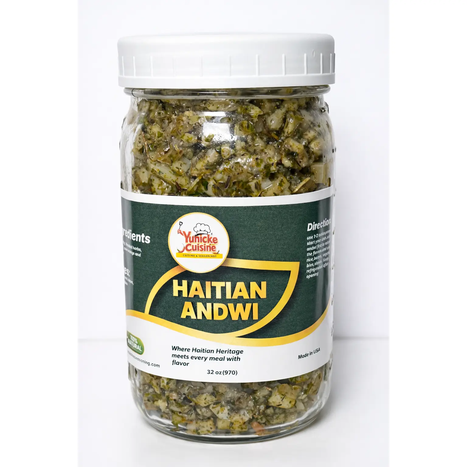 Haitian Andwi Traditional Cooking Base Flavor 32oz - Authentic Haitian Taste, Garlic Herbs Blend Spice & Seasoning Mixtures, Add While Cooking - Versatile Staple for Rice, Stews