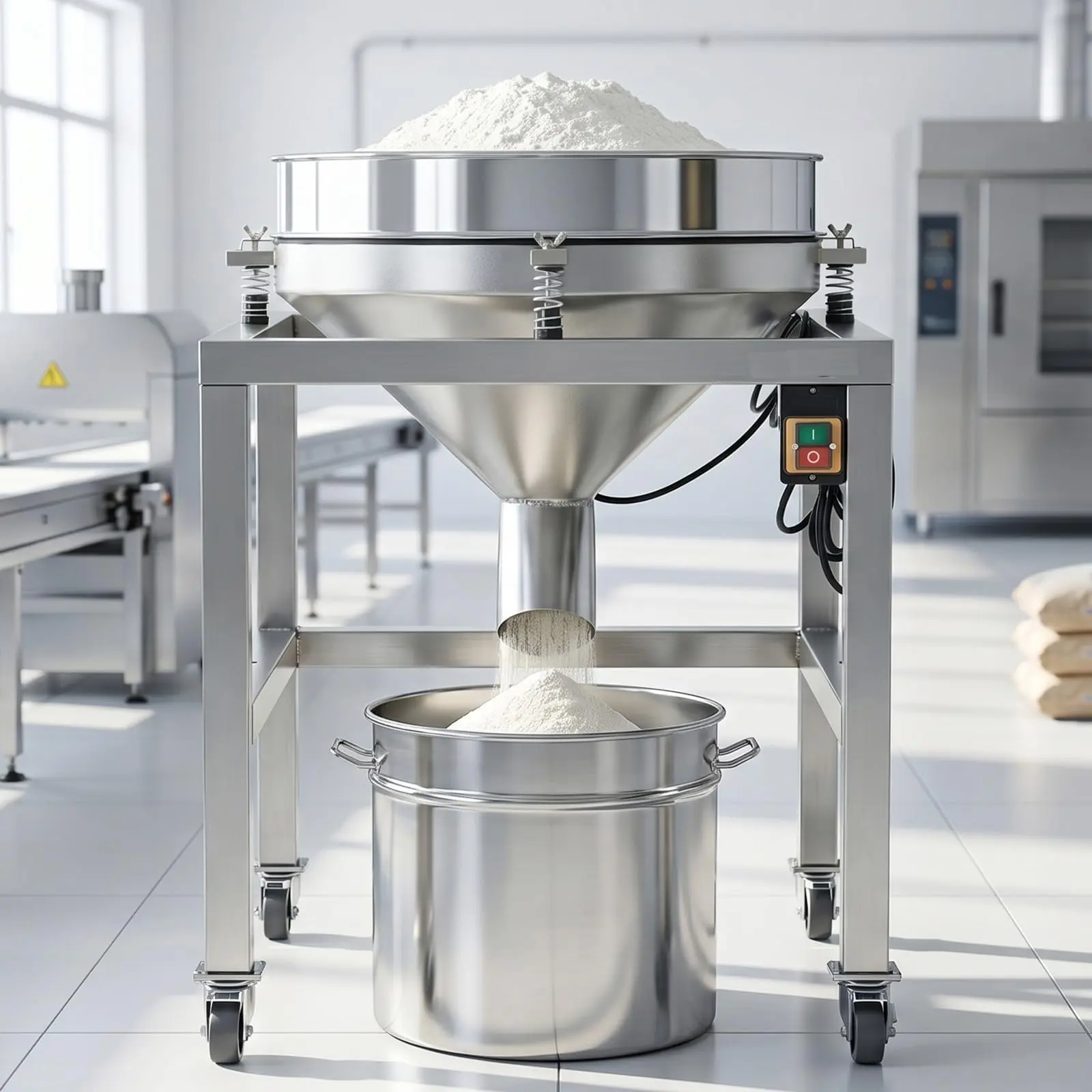 Electric High-Speed Flour Sifter for Baking, Automatic Detachable Powder Sieve Shaker with 40 & 100 Interchangeable Stainless Steel Fine Mesh Screens, Kitchen Bakeware Gadget, Bake