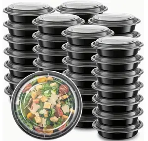 24oz  Round Lidded Meal Prep Food Containers -BPA-Free Disposable Meal Preparation Containers- Disposable Bowls - Stackable - Refrigerator/Microwave/Dishwasher Safe - Reusable Storage - Portable - BPA Free - Lunch Box