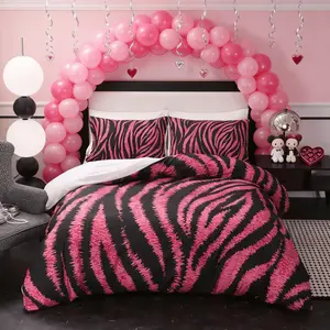 Pink Zebra Printed, 1 Count Duvet Cover & 2 Counts Pillowcases without Filler, Comfortable Bedding Set for Home Bedroom, Bedsheet Sets