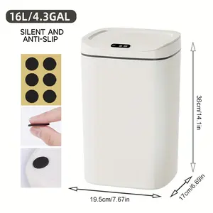 Hands-Free Smart Trash Can with Motion, Sealing Lid & Odor-Blocking Technology, Touchless Operation for /Office//Bathroom, Trash Bin (Easy Clean, Durable Design) Capacity: 16L
