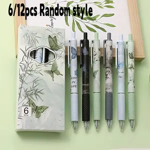 6/12pcs Butterfly Click Pens with Unique Butterfly Motifs Randomly, 0.5mm Lead, Quick-Dry Exam Writing Pen, High Aesthetic Ink, New Condition, Assorted Styles, Fine Point Pens